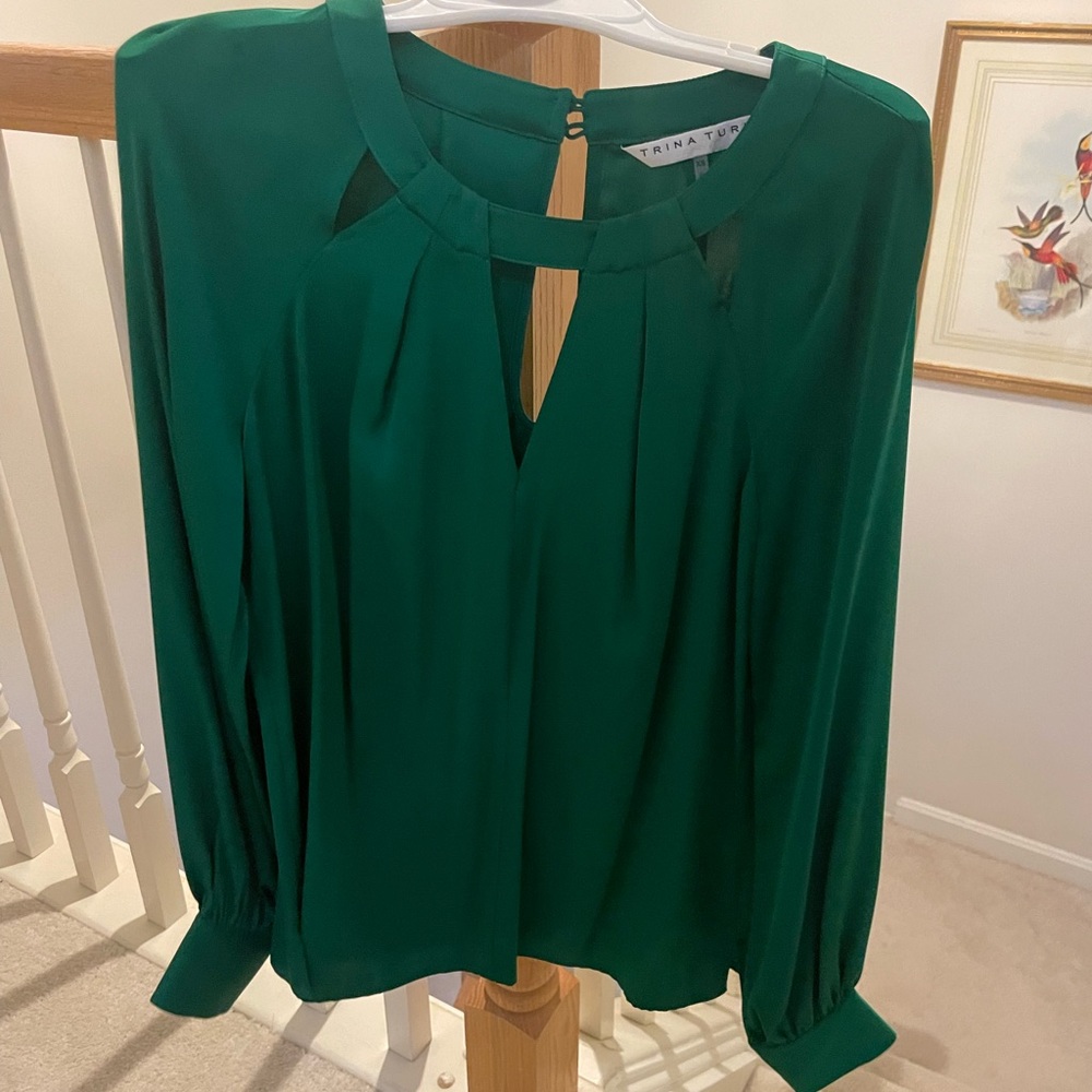 Trina Turk Green Long Sleeve Blouse